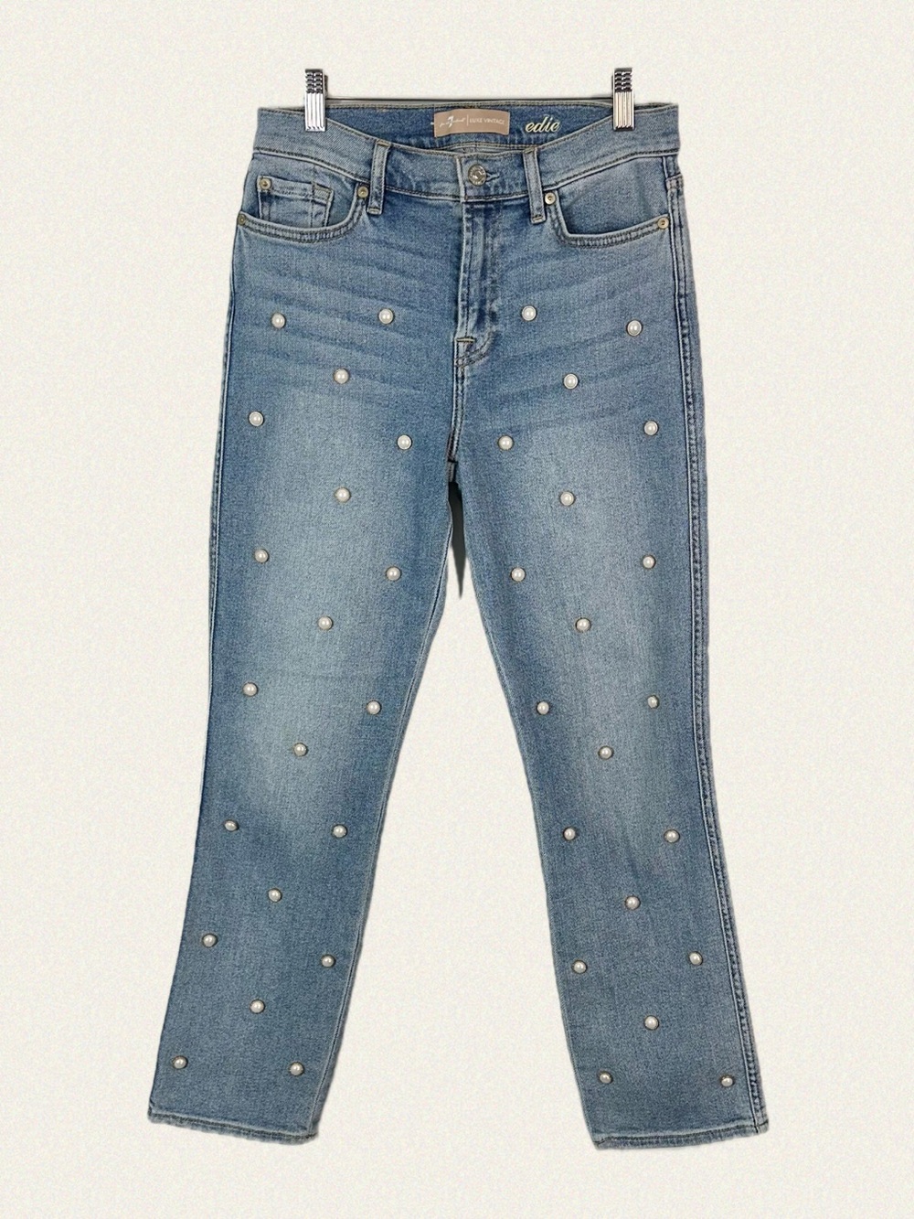 7 For All Mankind Edie Embellished Crop Straight Jean - Picture 8 of 11